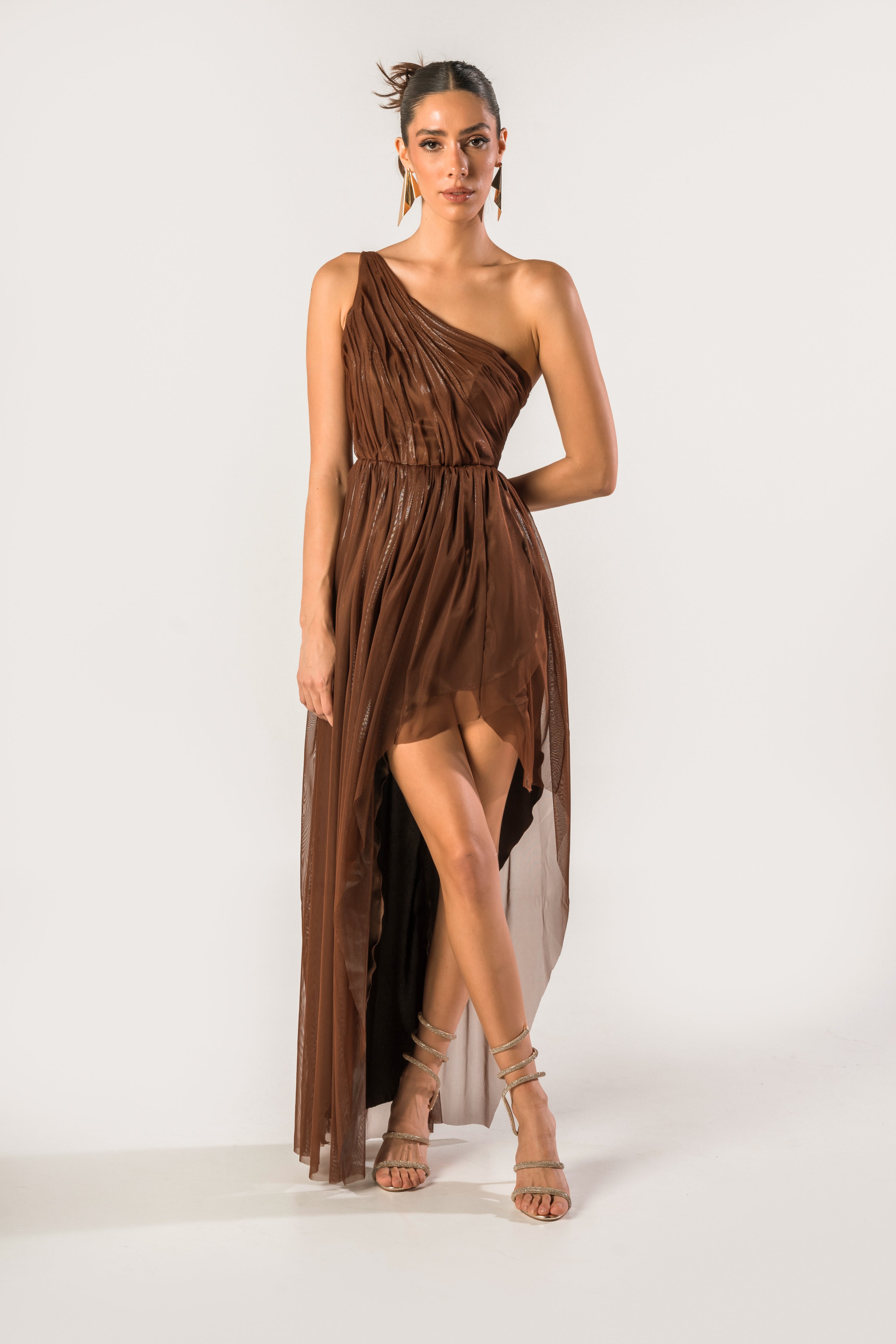 ALIS - Abito in tulle drappeggiato monospalla
